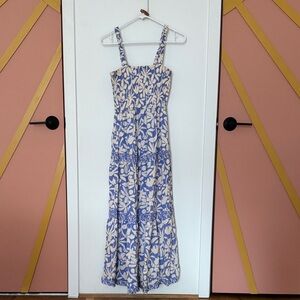 Marine Layer Selene Smocked Maxi Dress in Blue Floral M Medium S/M (fits like S)